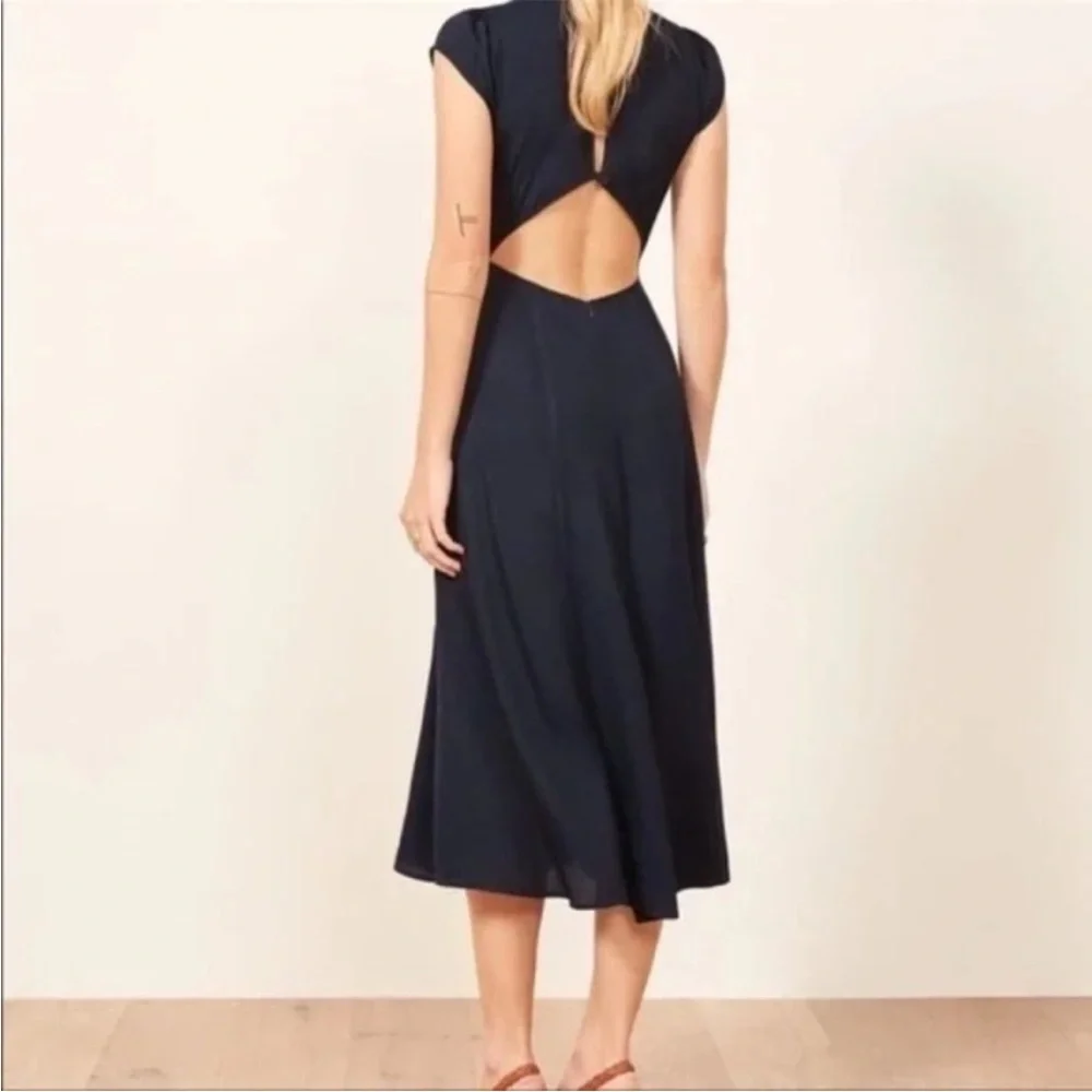 Reformation Navy Gavin Dress Size 8 - Picture 2 of 13